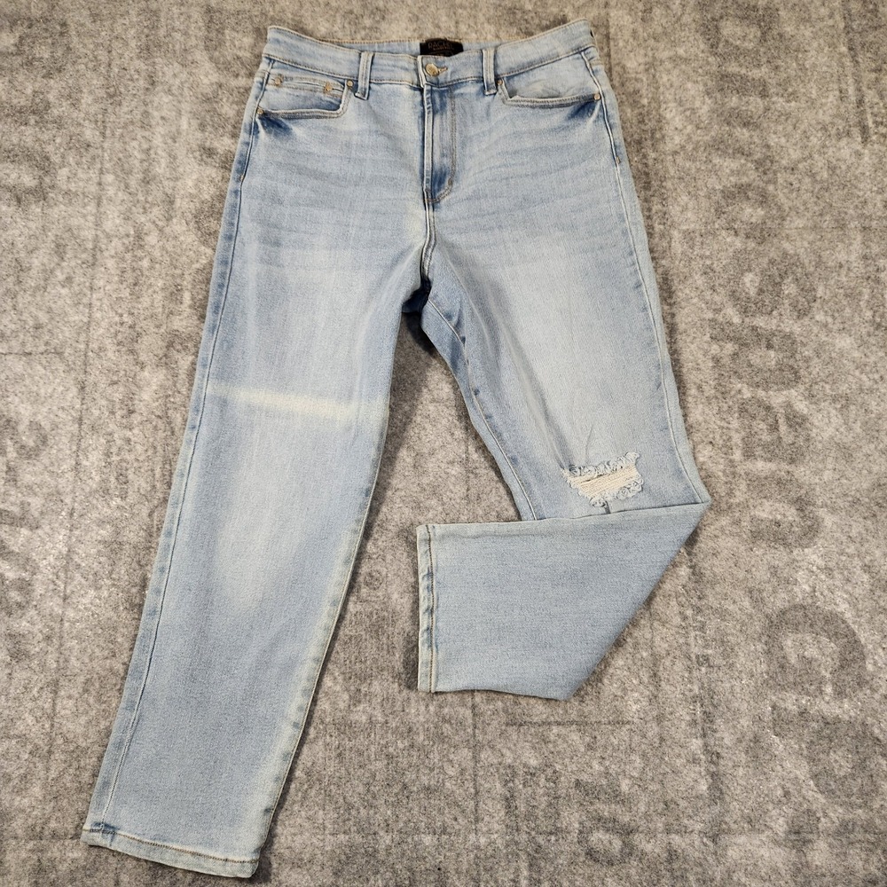 Rachel Jeans Womens Size12 blue demin high‎ rise straight stretch distressed